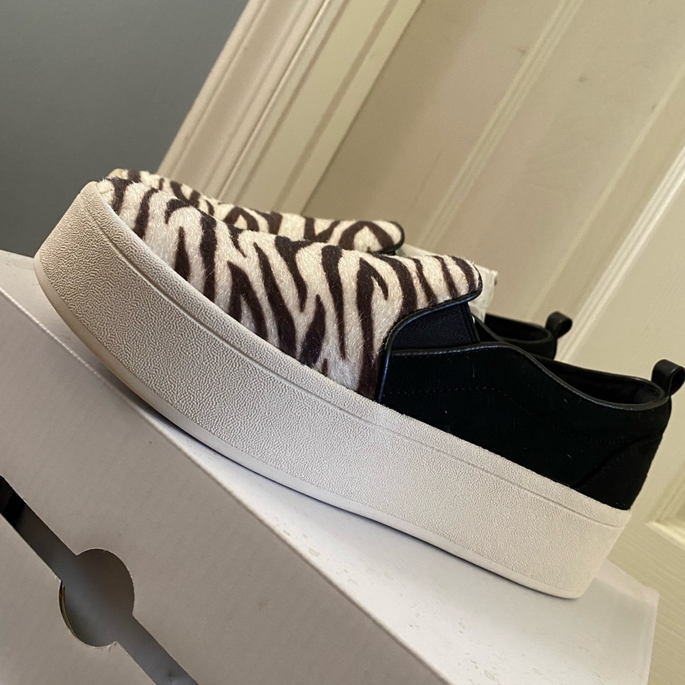 Zebra Print Alarka Slide On Sneakers